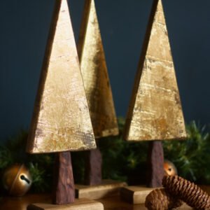 A Set of 3 Gold Tree Christmas Ornaments