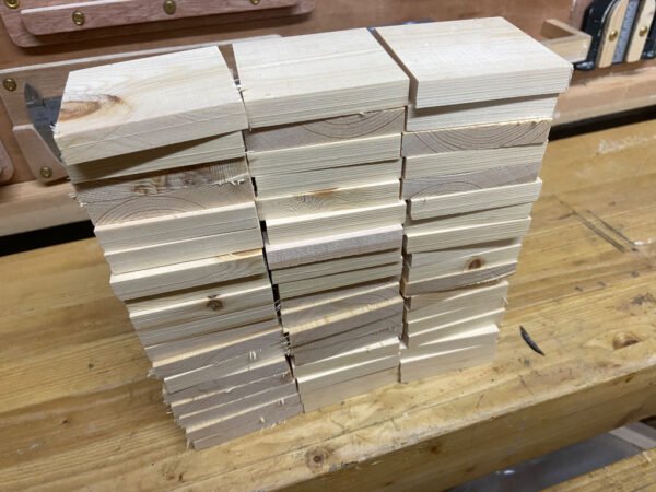 a stack of wooden blanks