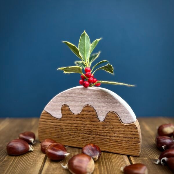 Handmade Christmas Pudding Holly Holder