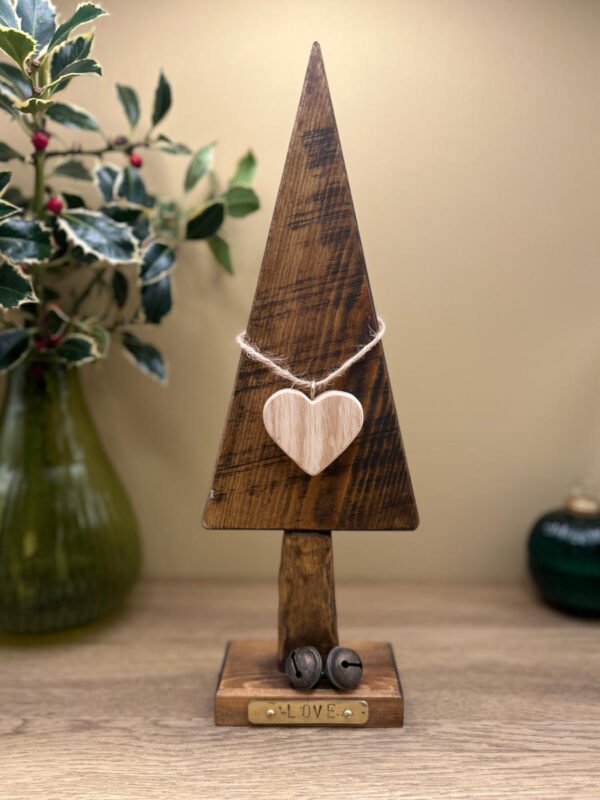 A love themed christmas Tree ornament made from wood.