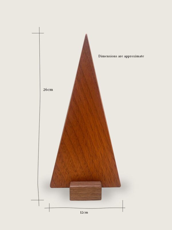 Contemporary tree ornament with product dimensions