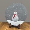 A christmas Snowman painted on a wooden slab