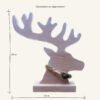 A wooden Reindeer decoration with dimesions.